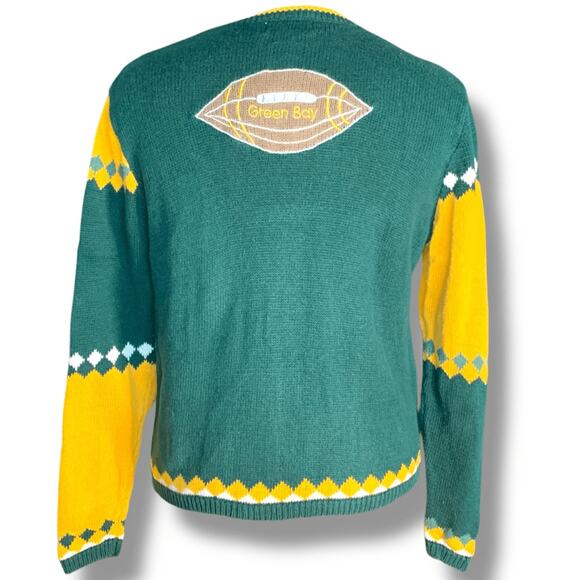 Vintage 90s Green Bay Packers Football Knit Cardigan Sweater Small Cheesehead - Picture 7 of 11
